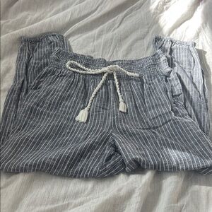 aerie Blue & White Striped Drawstring Track Pants